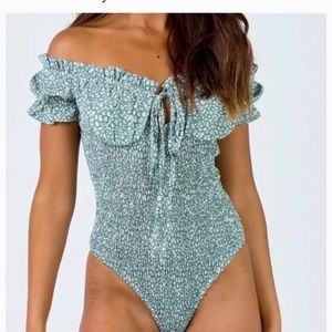 Princess Polly Sage Green Leopard Bodysuit
